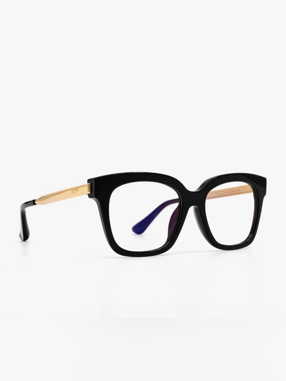 Diff Eyewear Bella XS Black and Gold Blue Light Glasses
